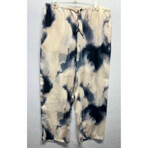 H&M Tie-Dye Elastic Waist Satin Pants With Side Pockets Size Large